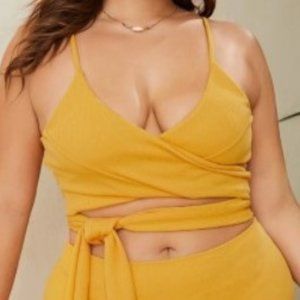 Plus Wrap Knot Detail Bikini Top